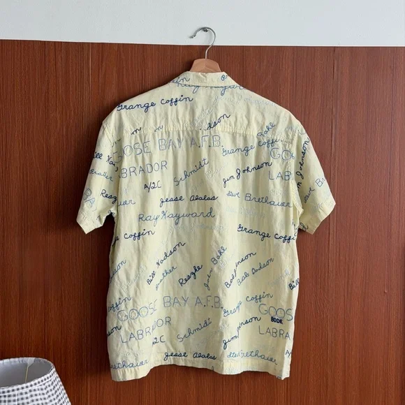 BODE - Yellow Embroidered Name Tag Shirt - Picture 2 of 5